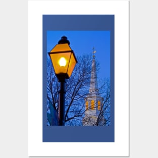 Lamp Post and Church Steeple Posters and Art